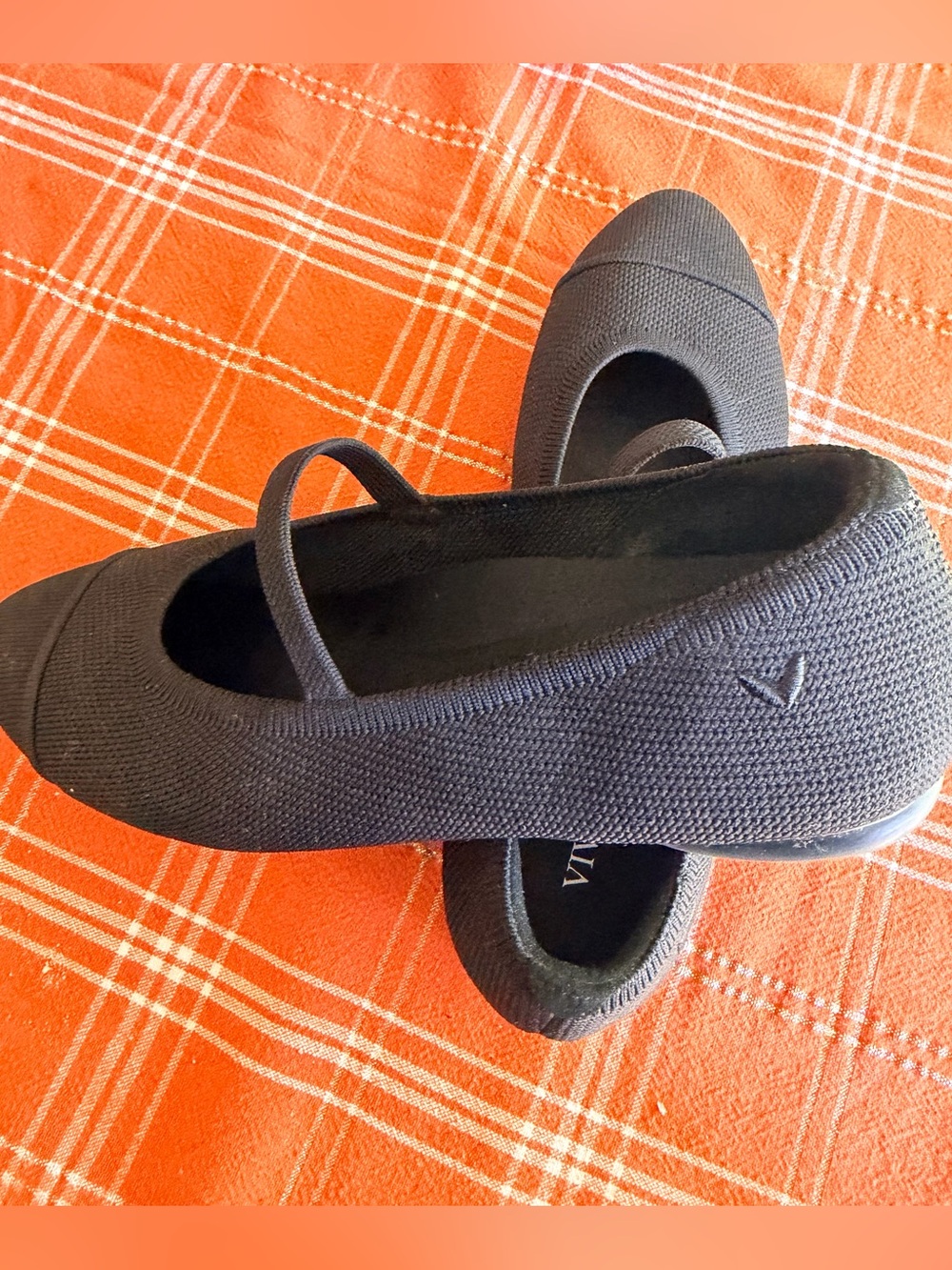 Black Knit Mary Jane Flats with Elastic Strap
